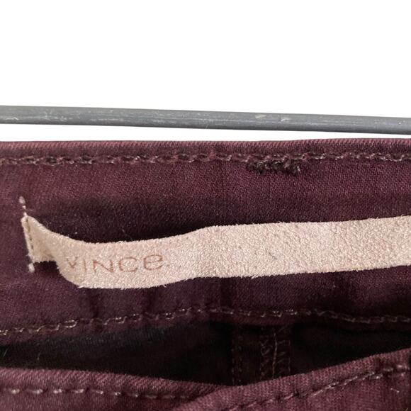 Vince Calgary Dark Raisin Maroon Zip Leg Skinny Low Rise Tailored Jeans Size 27 - Picture 8 of 16